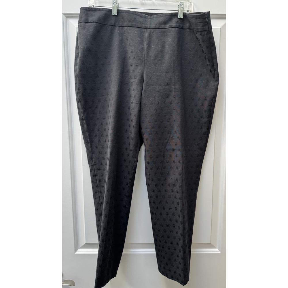 Talbots‎ Heritage Pants Black Women's 16 Side Zip Entry Cotton/Poly Dotted
